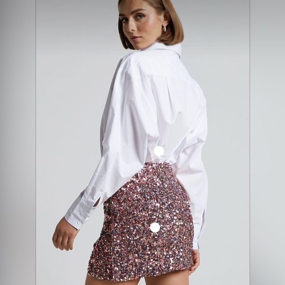 True Sequence MINI Skirt Size Small champaigne coloring Vintage 21 - Picture 11 of 11